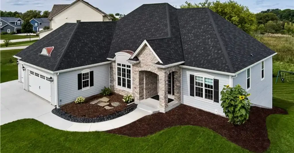 black asphalt shingles