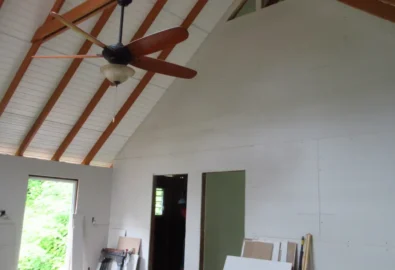 cabin drywall installation