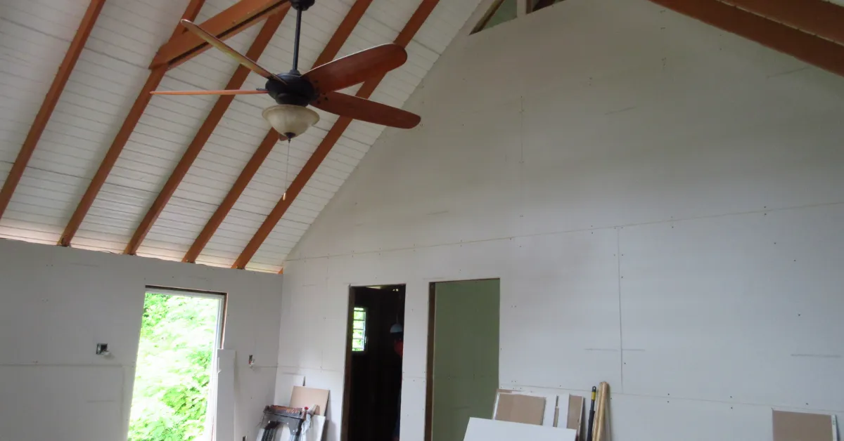 cabin drywall installation